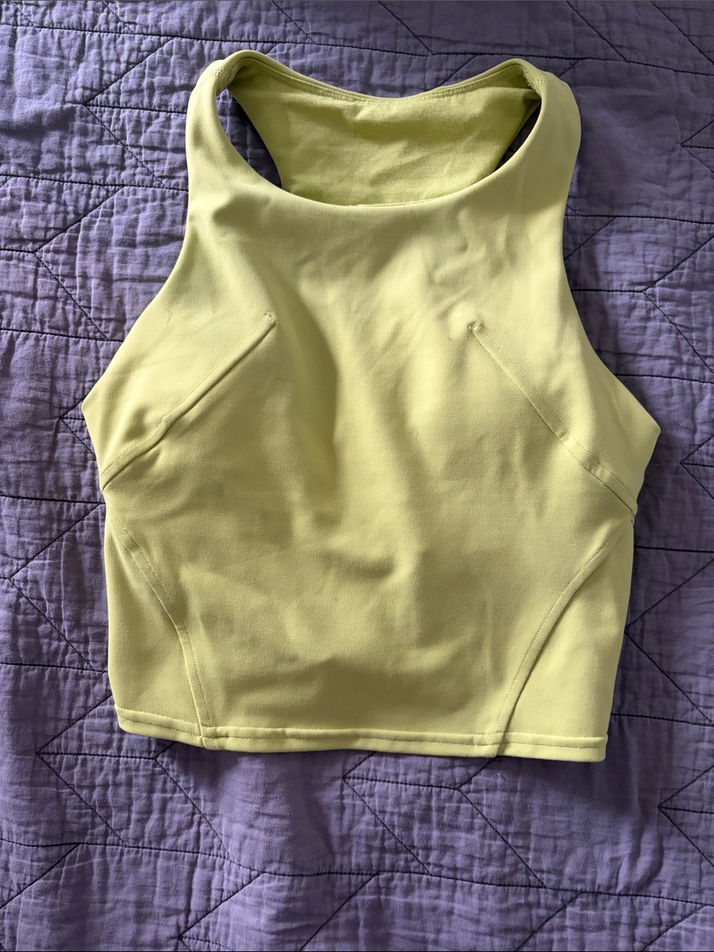 Lulu Invigorate Train Tee - Sleeveless Crop Top - Wasabi (yellow-green) color